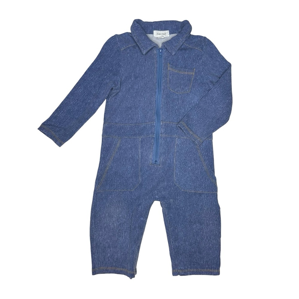 Angel Dear Zip Faux Denim Retro‎ Style Coverall Jumpsuit